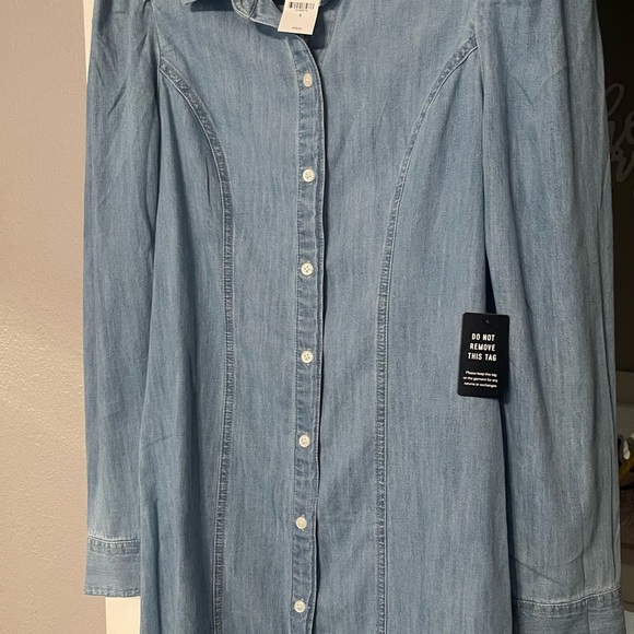 Expresss Denim Puff Sleeves button up dress- S - Picture 10 of 12